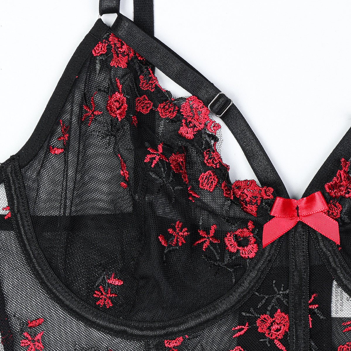 CHILLGIO Women Lingeries Sexy Hot Embroidery Bra Set Chic and Elegant Women's Ethical Underwear Bodycon Bras Panty Stockings Set