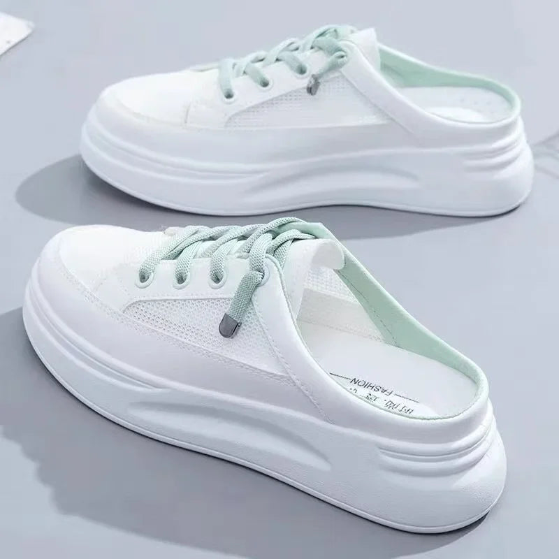 2025 Fashion Mesh Casual Shoes Flats Women Lace Up Dames Sneakers Platform Round Toe Zapatillas Casual Mujer for Summer Spring