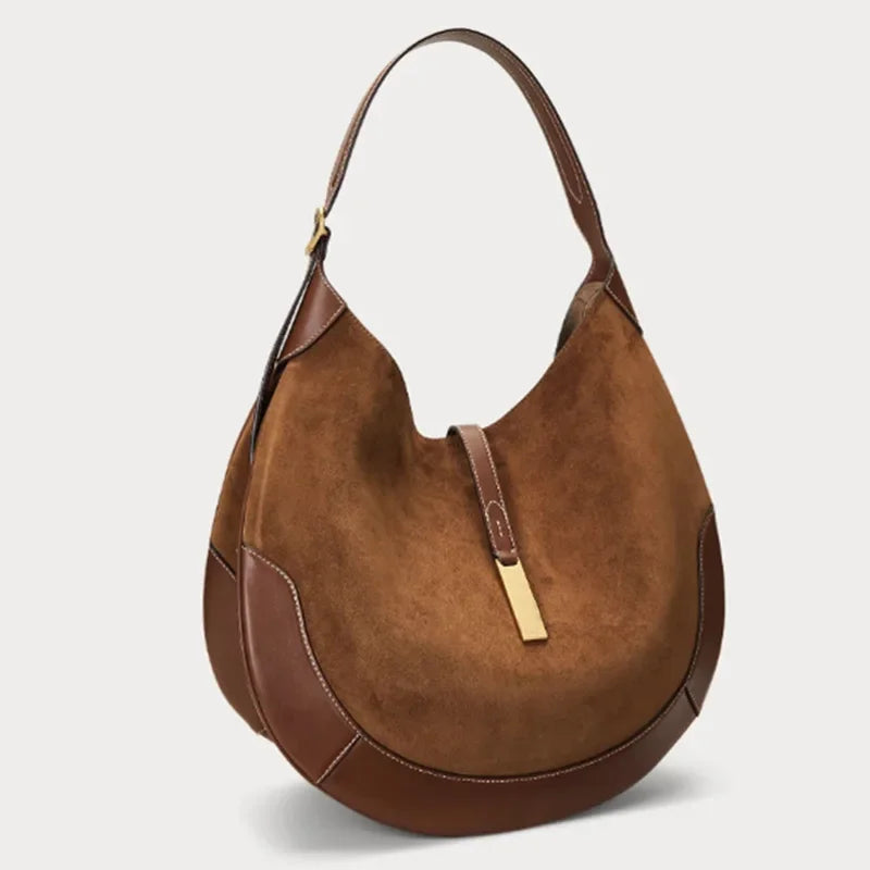 Trendy Cross-Border Women's Underarm Chamois Leather Ruffle Design Dumpling Bag Tote Bag Moon Shark Bag Handbag Chic Style