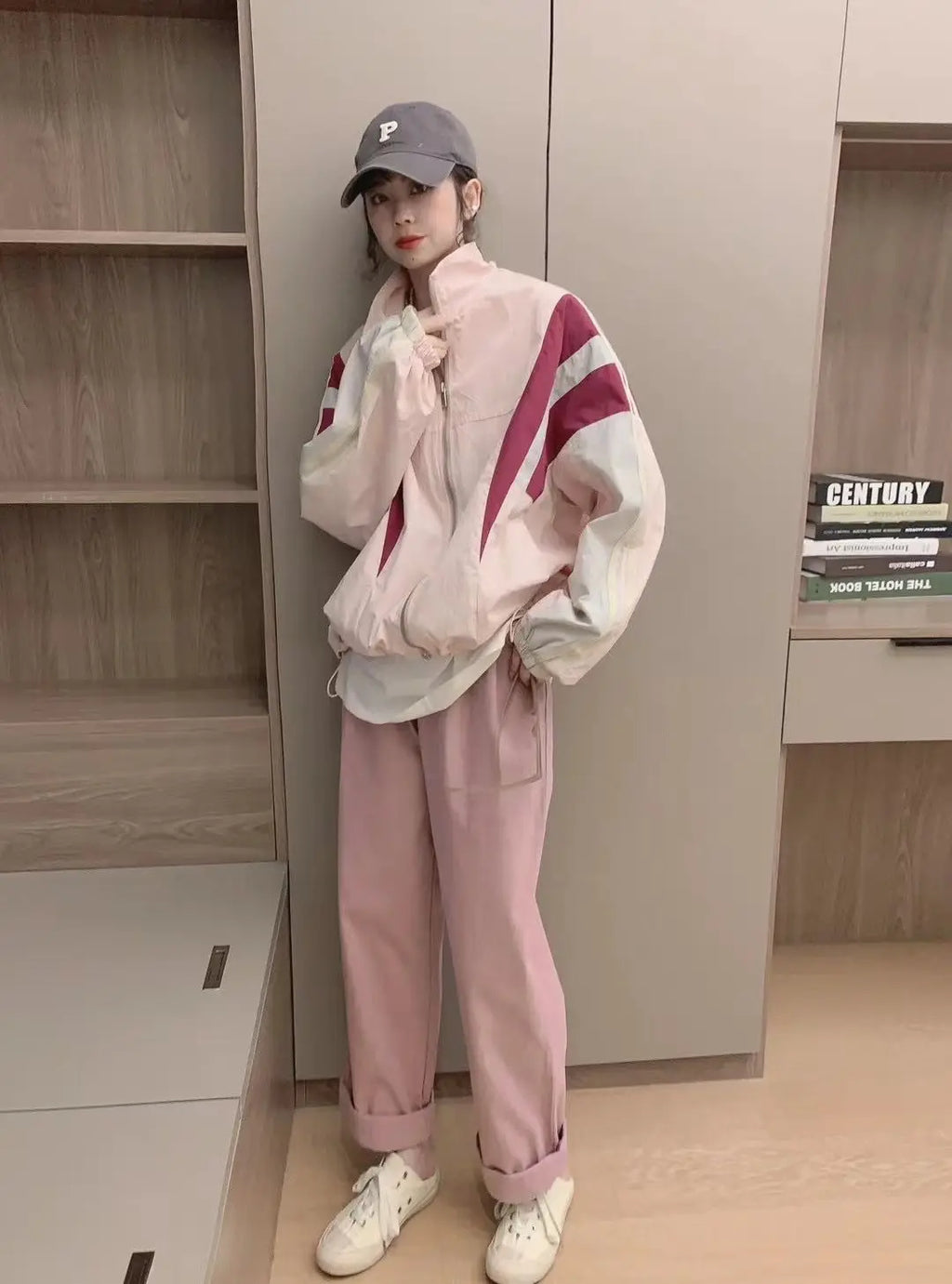 Patchwork Stand Collar High Street Y2k Bomber Outerwear Contrast Color Casual Loose Zipper Summer Jackets Women Baseball Coats