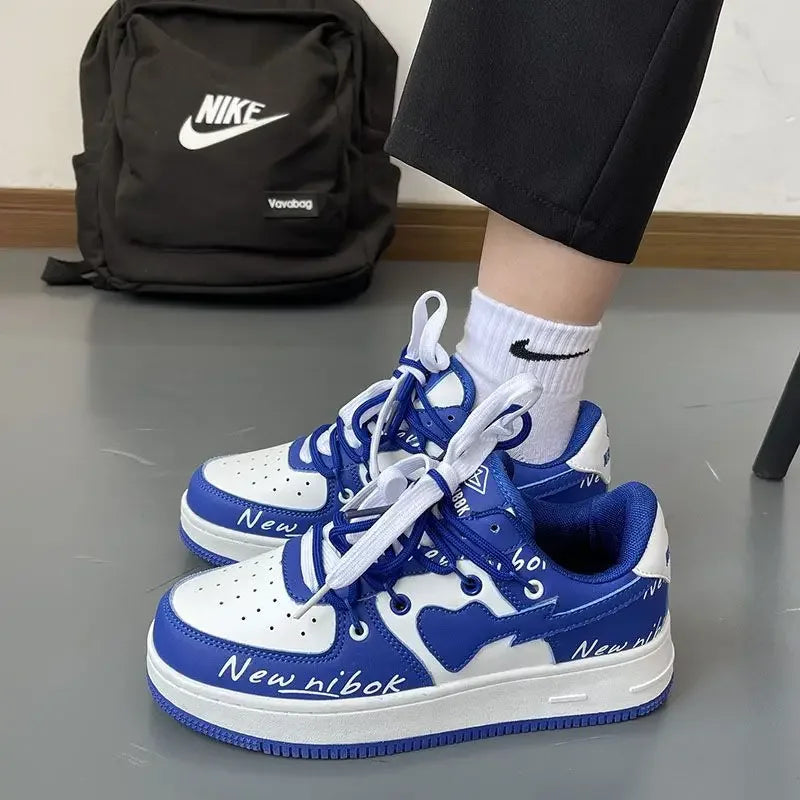 Women's Low-Top Breathable Trendy Shoes 2023 New Style Couple Casual Shoes PU Leather Rubber Bottom Comfortable Sneakers