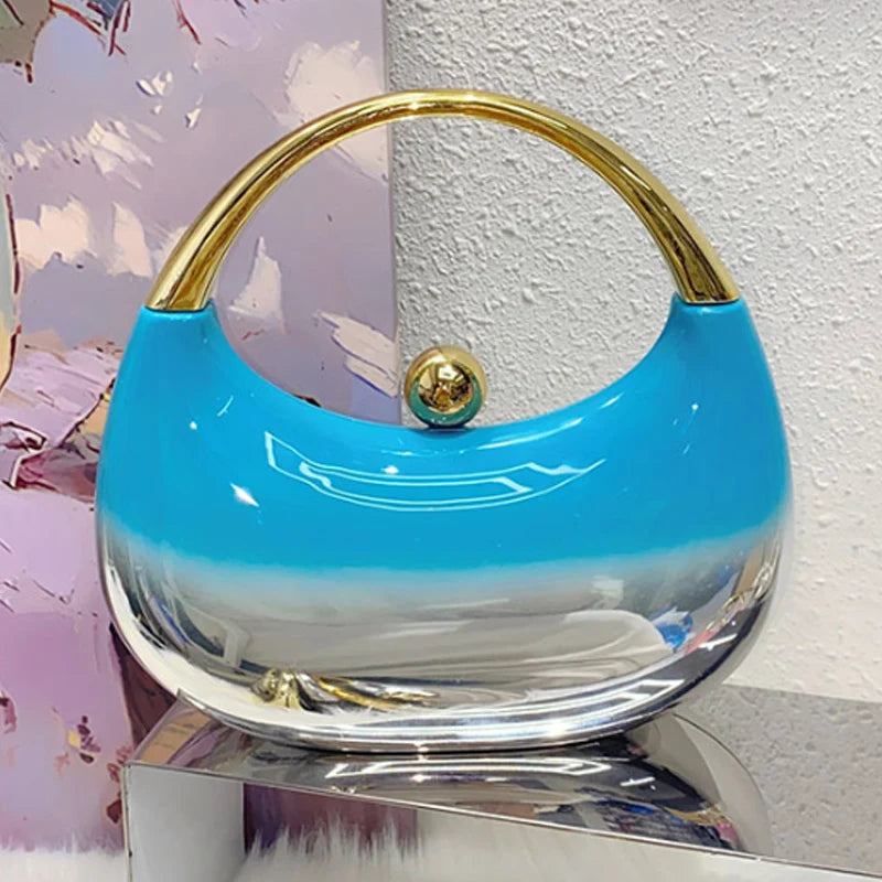 New Fashion Banquet Bag Acrylic Shell Bag Gradient Lipstick Change Handbag Box Bag