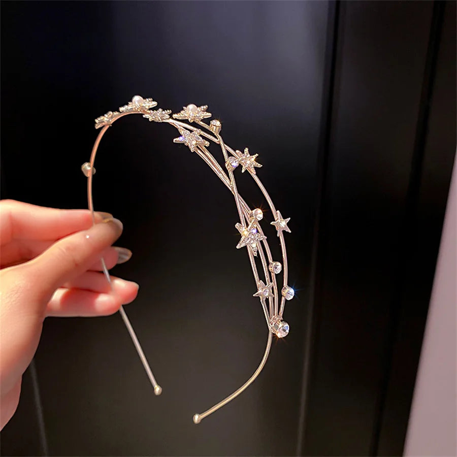 New style stylish personalized multi-layer metal star moon crystal headband ladies bride bridesmaid girls jewelry headdress gift