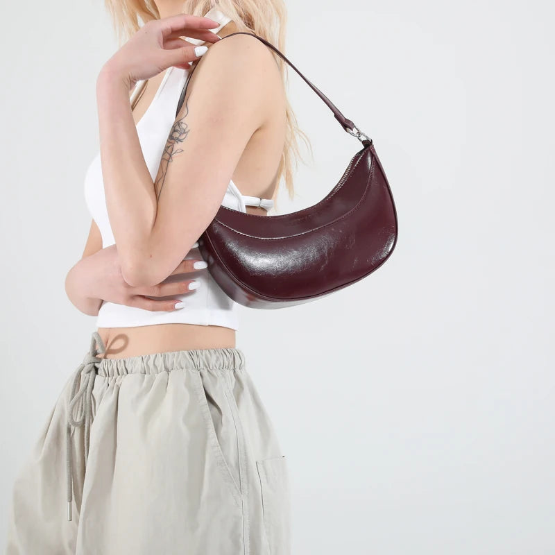 Leather Crossbody Bag for Women Shoulder Bag Clutch Purse with Adjustable Strap Hobo Bag Underarm Purse for Travel Work Shopping