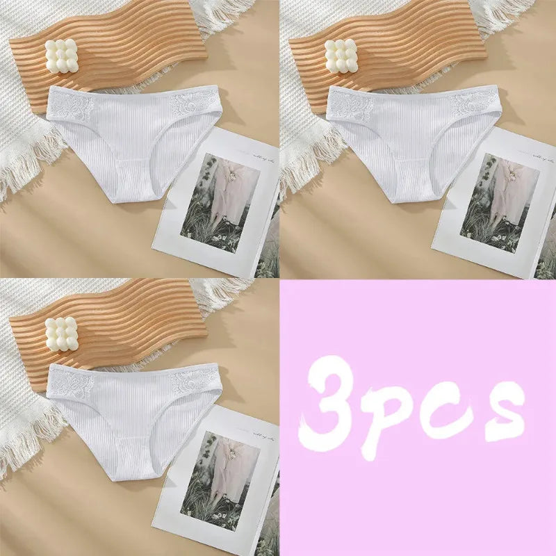 3pcs Solid Color Women's Sexy 100% Cotton Panties Women's Triangle Pants Women's Close Fitting Clothing Women's Underwear