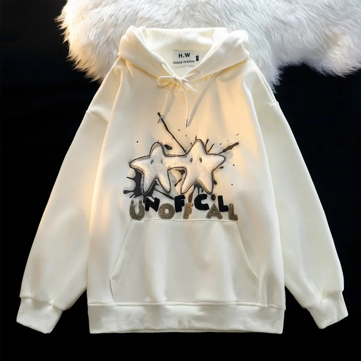 American Style Street Flocking Star Hooded Sweatshirt For Men Women Couple Loose Fit Oversize Spring Autumn Thin Jacket