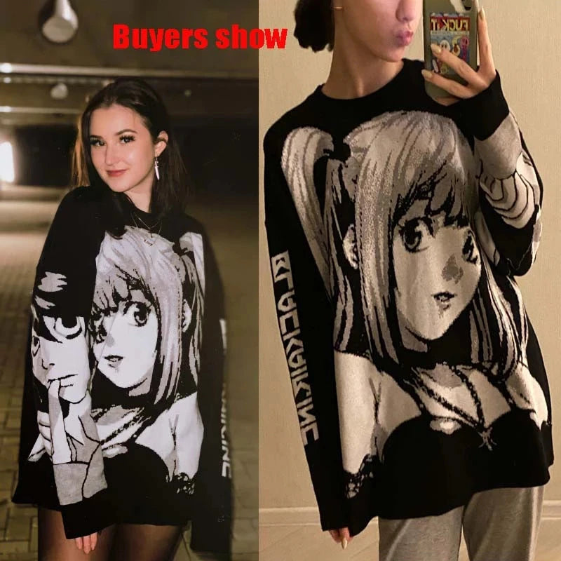 Women Hip Hop Streetwear Harajuku Sweater Vintage Japanese Style Anime Girl Knitted 2023 Cotton Pullover Sweaters Female Clothes