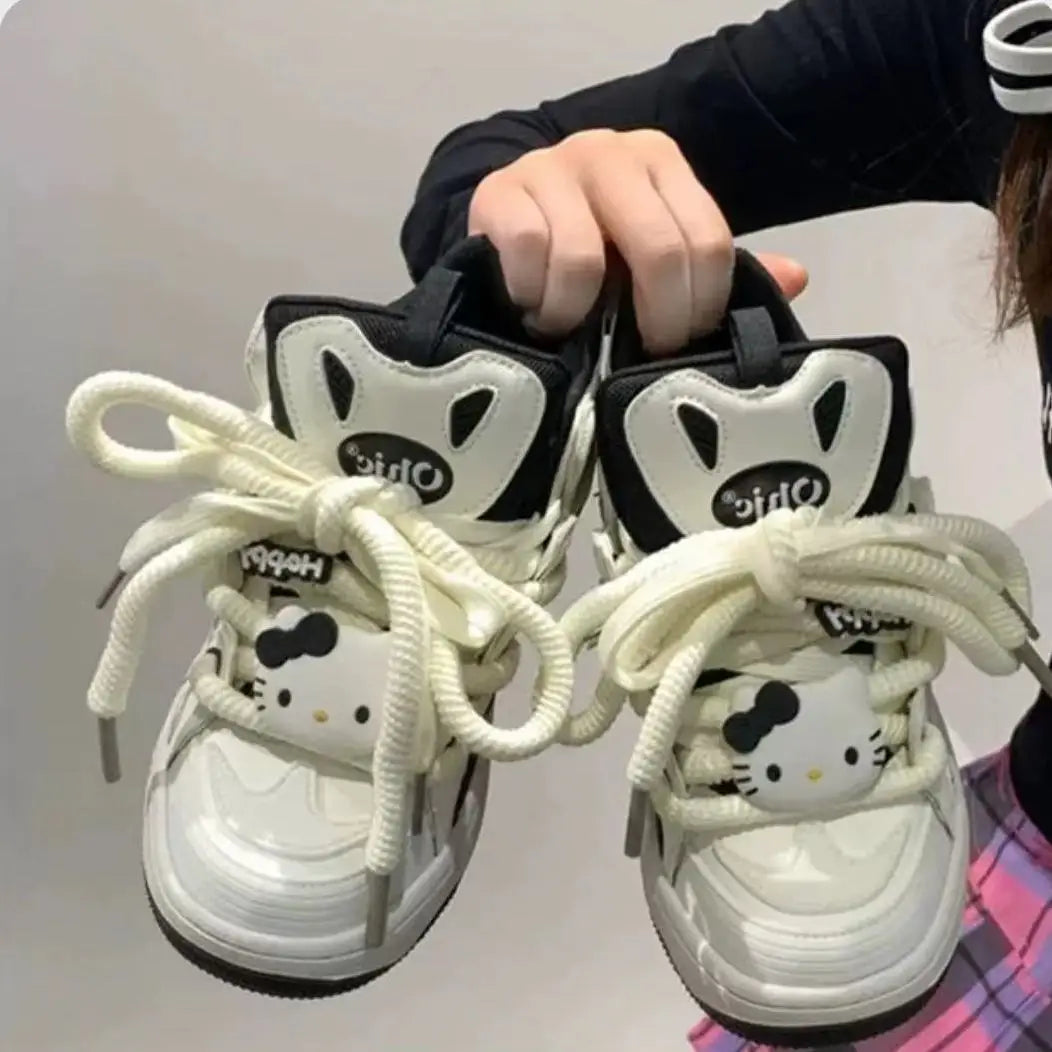 Sanrio Hello Kitty Luxury Design Plate Shoes Y2k Girl Cartoon Korean Style Aesthetic Cute Shoes Women Fashion Casual Sneakers