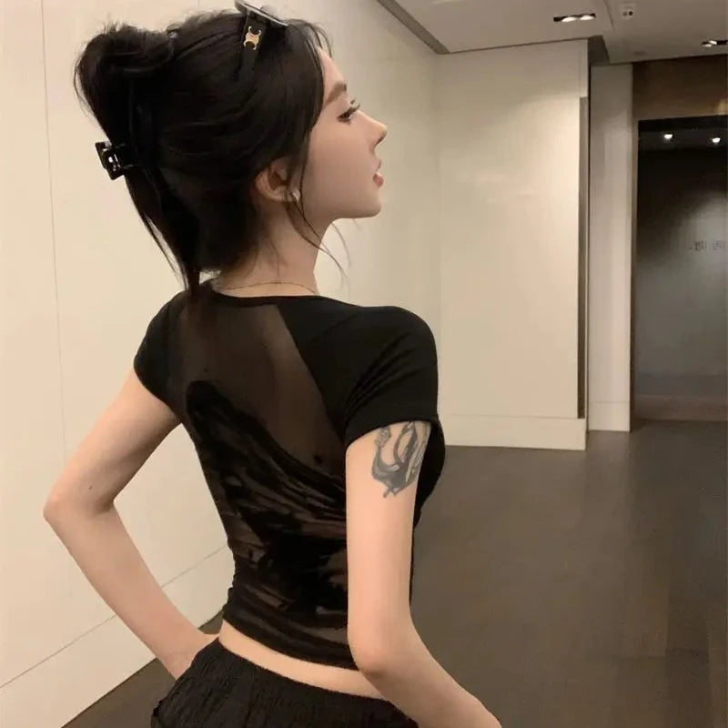 Sexy Women's T-shirt Short Sleeve Female Top Aesthetic Clothing One Pieces Korean Reviews Clothes Clearance Cheap Many Youthful