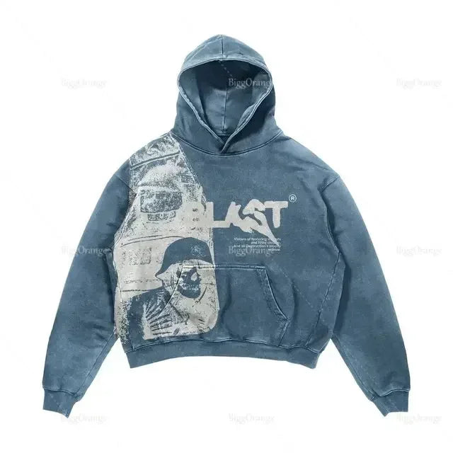American Retro Harajuku Y2K Casual Loose Hoodie Men Street Hip-Hop Fashion Versatile Letter Print Oversized Sweatshirt Women