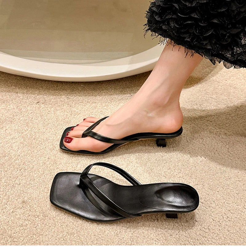 Summer Women Clip Toe Slippers Comfort Low Heel Slides Shoes Ladies Casual Dress Street Style Sandalis