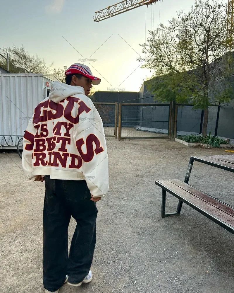 American Personalized Letter Print Loose Fashion Hoodie Women Y2K gothic Retro Harajuku Casual Versatile Oversized SweatshirtMen