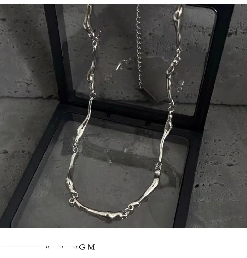 New Irregular Wave Shape Chain Men Necklace Advanced Sense Stainless Steel Figaro Cuban Chain Necklace For Men Women Jewelry
﻿