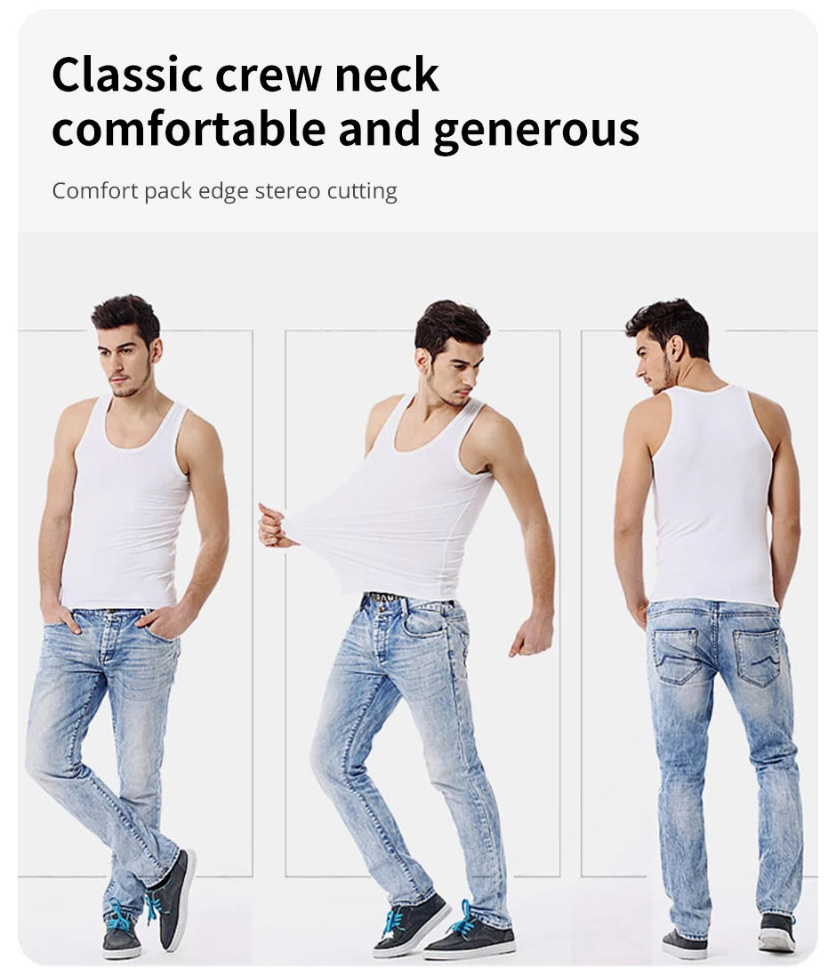 5/3/1 Pack Men To Multi-size Solid Color Tight Vests For Teenagers Comfortable Cotton Sleeveless T-shirts Sports Running Tops