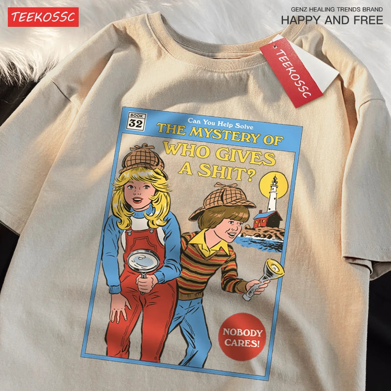 Can You Help Solve The Mystery Of Who Gives A Shit T Shirts Male Cotton Tee Clothes Hip Hop Oversized T Shirts Casual Loose Tops