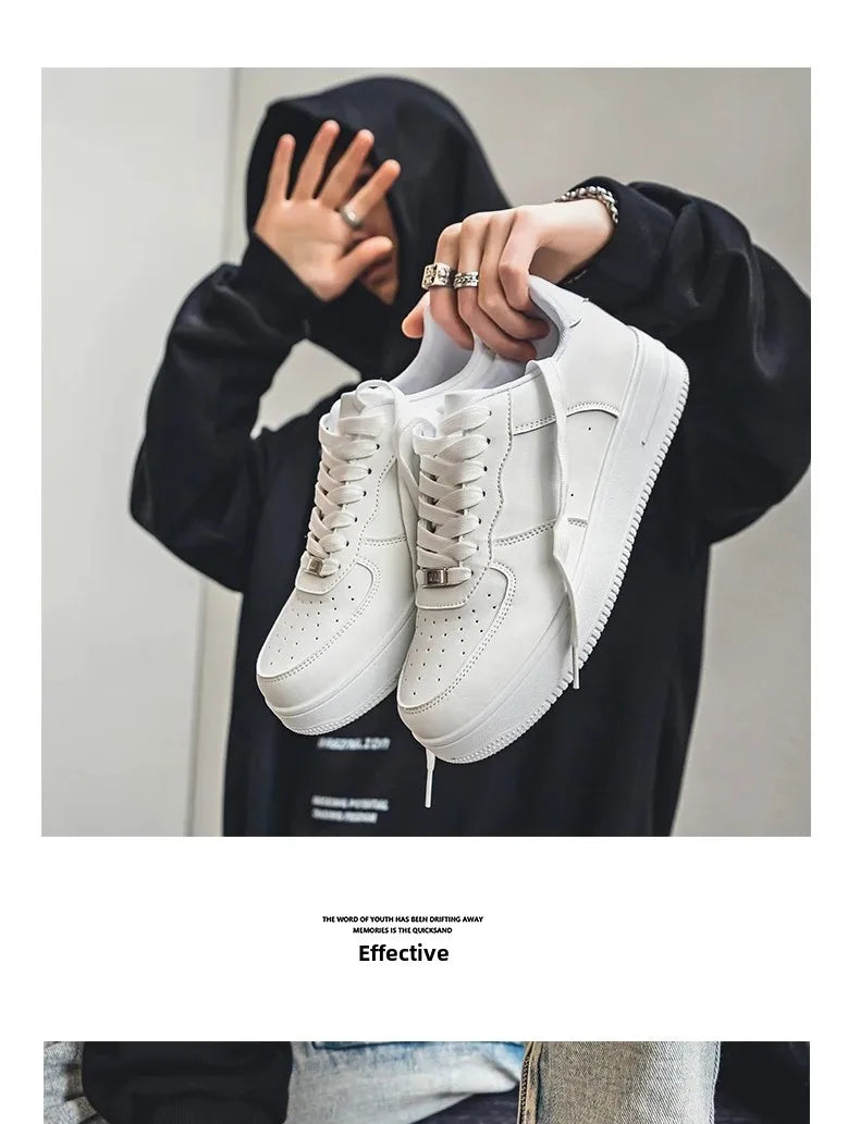 Autumn/Winter Black Casual Men's Shoes Air Force Sports Number 1 Black Kitchen Trendy Shoes Winter Rubber Outsole China Made