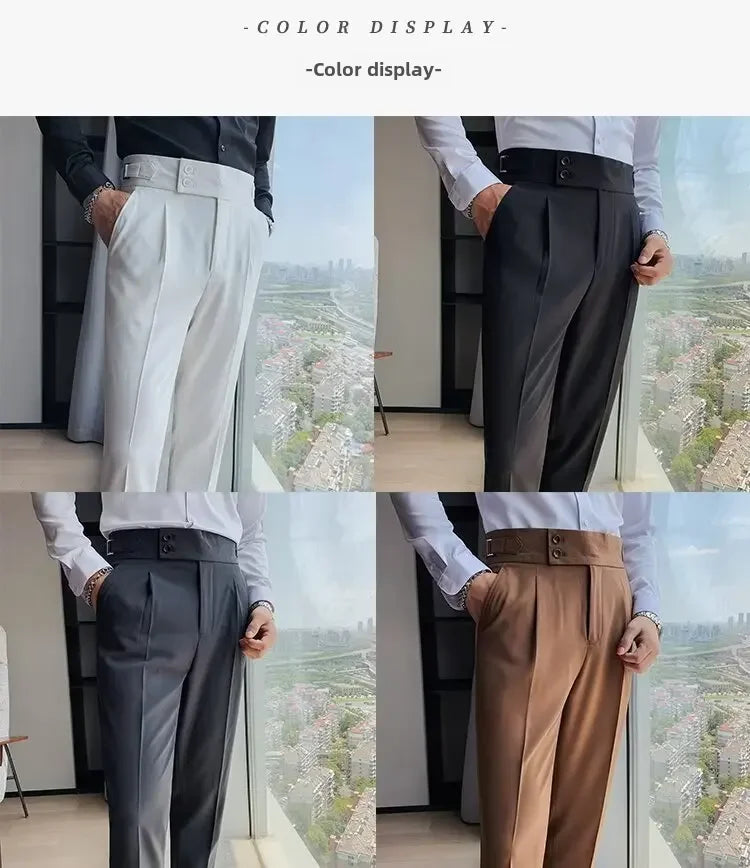 Men's Straight-leg High-waisted Casual Suit Pants High-end Feelslims Slimming Effective Spring Autumn Seasonal Pants