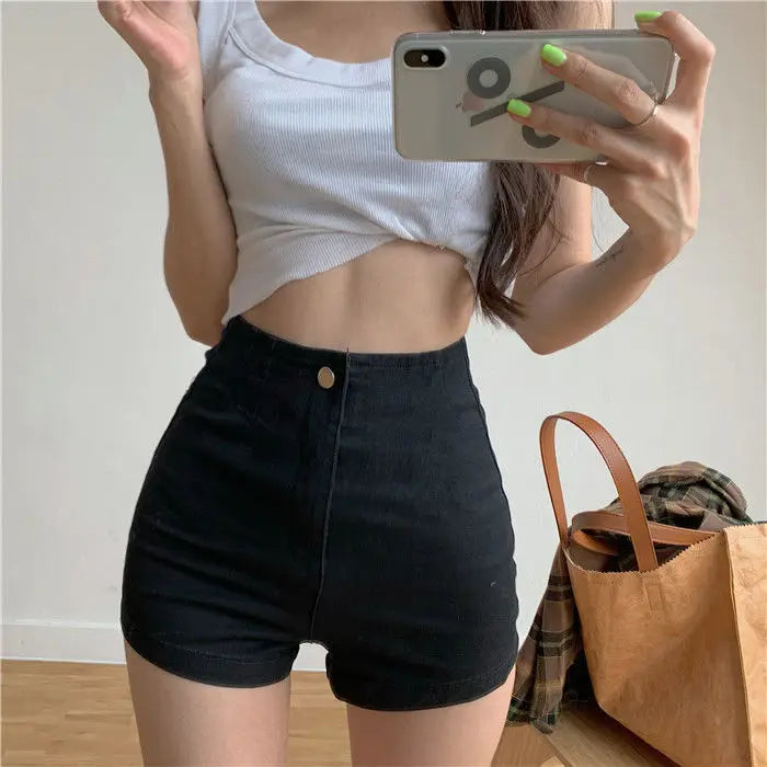 Short Jean Pants Woman Skinny Tight Booty High Waist Red Coquette Denim Shorts for Women Sexy Design Hot Wholesale Kpop Summer