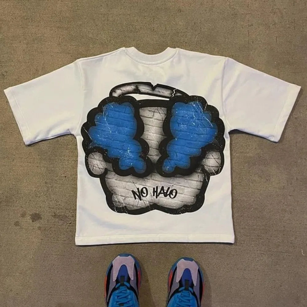 Y2K Trendy Fashion T Shirt Tops Harajuku Goth Character Graphic Print Oversized T Shirt Cotton Short Sleeves Streetwear Clothing