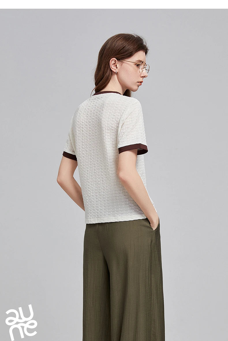 TOYOUTH Women Short Sleeve T shirt 2025 Spring New Tops 8521006