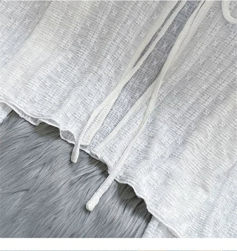 Women's Knitted Summer Top Thin Short Sleeve Bow Design Korean Cardigan Fashion Casual Solid Color Sun Protection Y2k Blouse