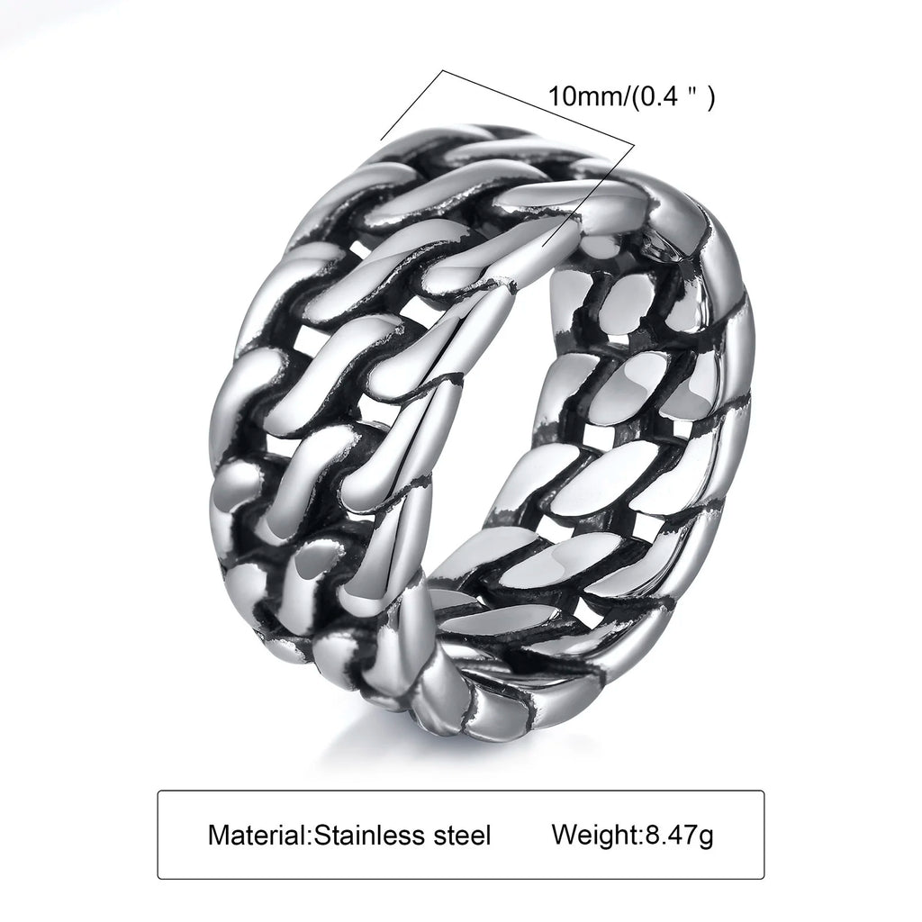Punk Vintage Ethnic Rings for Men, Retro Viking Knot Rune Finger Band, Black Geometric Square Stone Signet Ring Jewelry