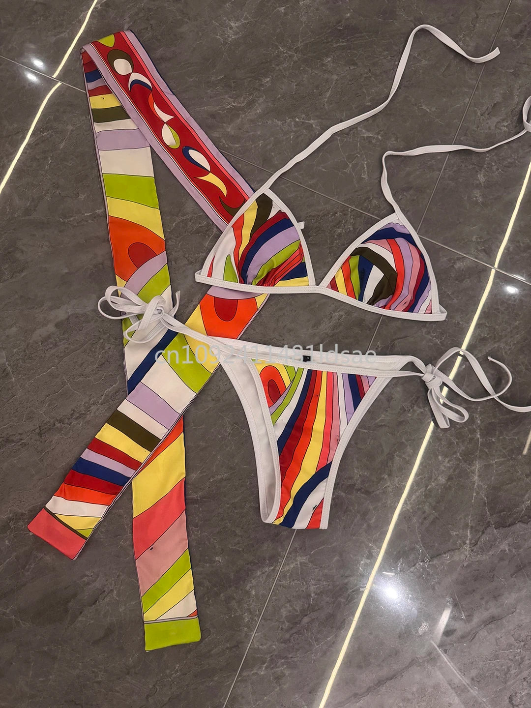 Luxury Design Women's Scarf Bikini Set Italy Designer Brand Scarf Strapless Swimsuit