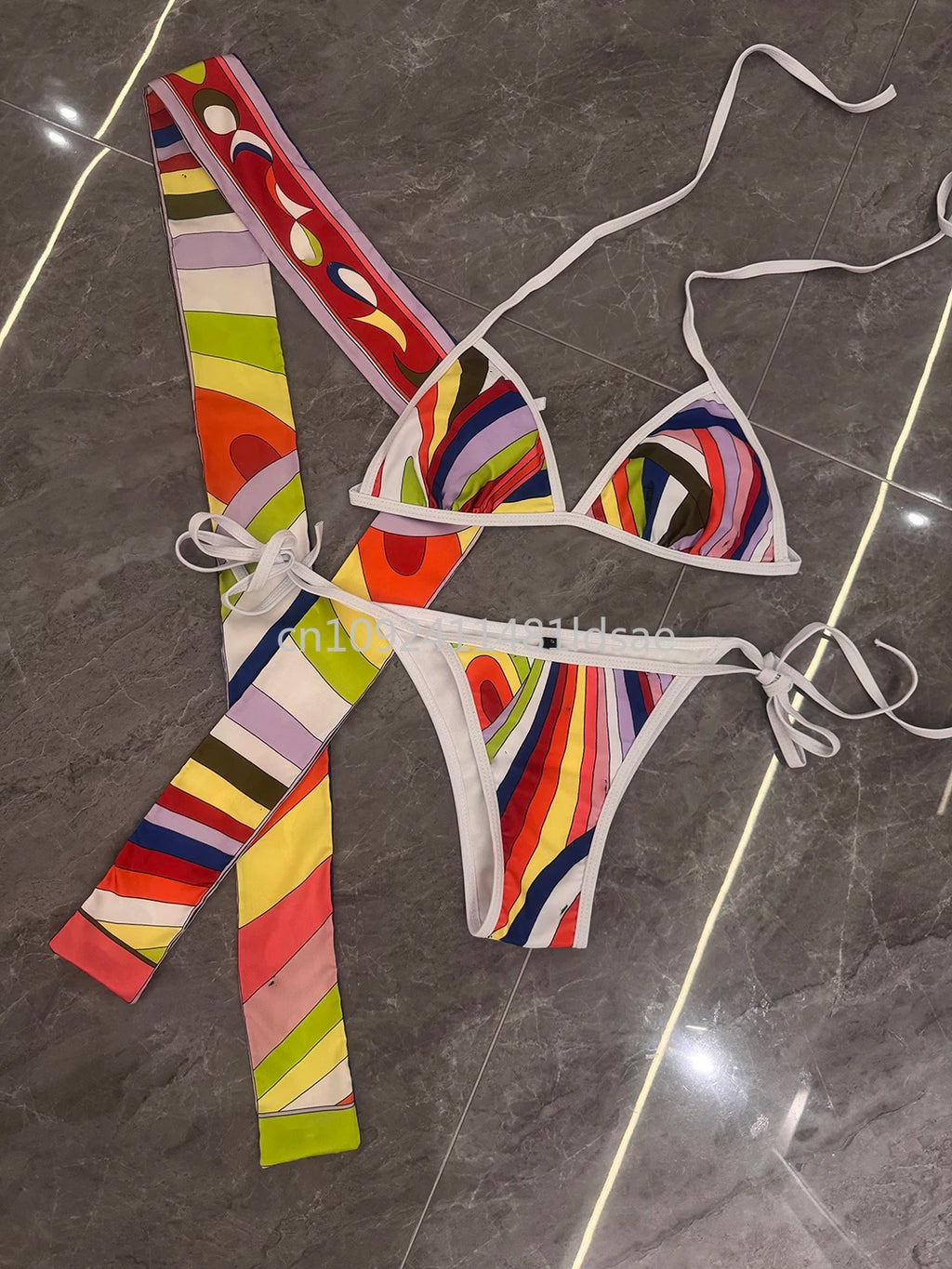 Luxury Design Women's Scarf Bikini Set Italy Designer Brand Scarf Strapless Swimsuit