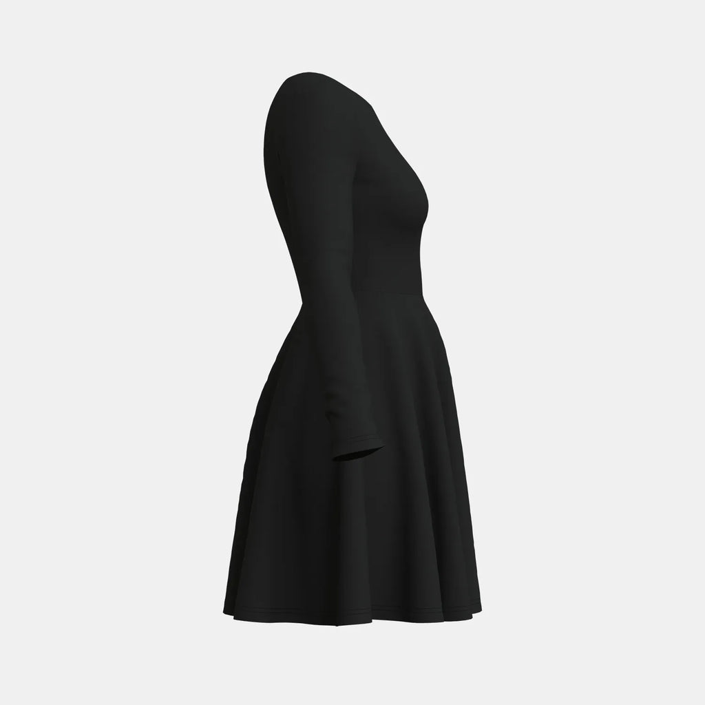 Mia Muse Women's Dresses All Seasons Decent Black Long Sleeve Round-Neck Mini Shift Casual Dresses