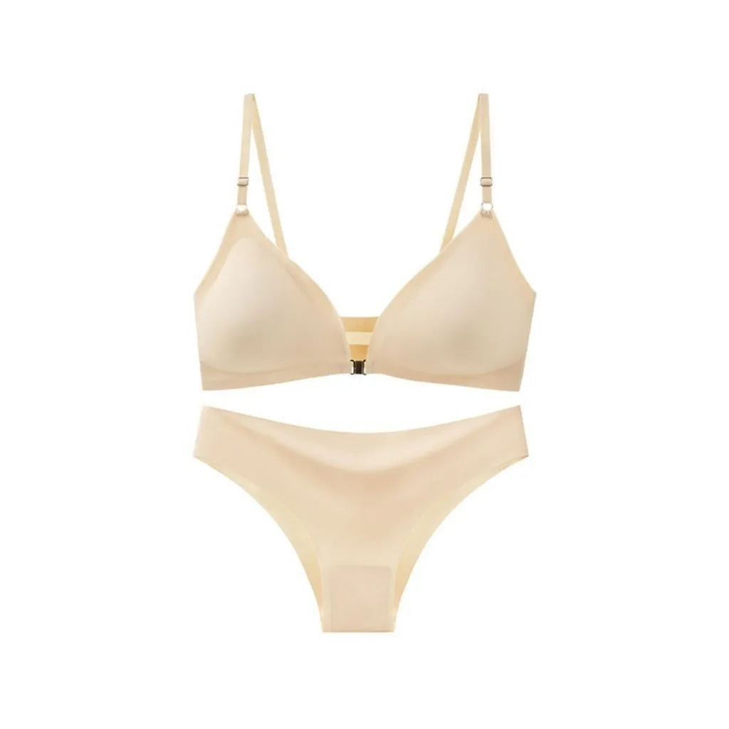 ZXYOUPING Ice Silk Seamless Bra and panty set, Beautiful Back Push-up Bra,Comfortable No Steel Rims Adjustable Plus Size Wireles