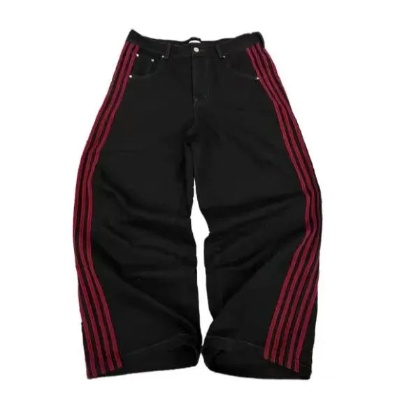 Y2k men baggy jeans Harajuku Fashion new striped wide-leg pants Punk Gothic street lovers casual oversized straight leg pants