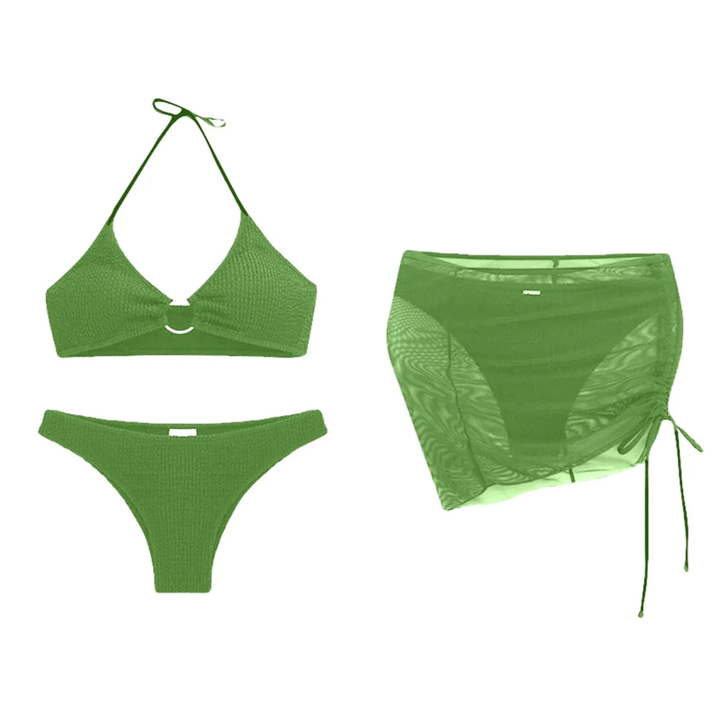Women'S Summer Beach Swimwear Bikini Cover Up Four Piece Sexy Mesh Cover Up Three Pointed Bikini Swimsuit Fashion Beachwear