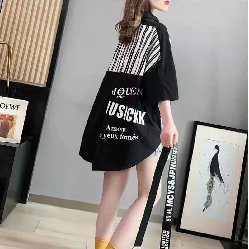 Cool Women's Buttoned Shirt Fashion Blouses or Tops for Woman Asymmetrical Casual Vintage Trends Korean Loose Particular Top New