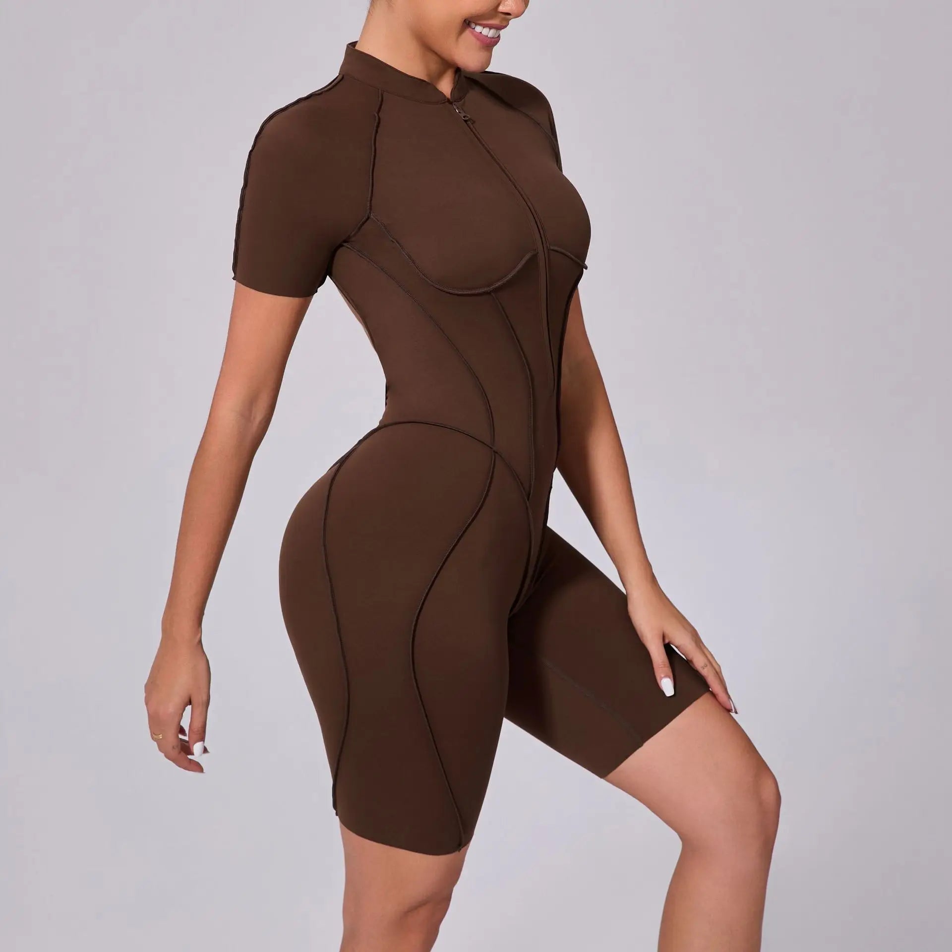 Women's Sports Jumpsuit Zipper Yoga Set Fitness Combination Lift Buttocks Bare Back Gym Sexy Sports Jumpsuit Gym Romper