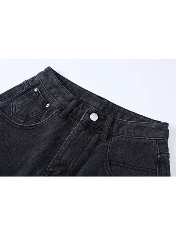 2025 Summer Women's High Waist Denim Shorts Casual Loose Ladies Plus Size Streetwear Fashion Button Wide Leg Short Jeans Female