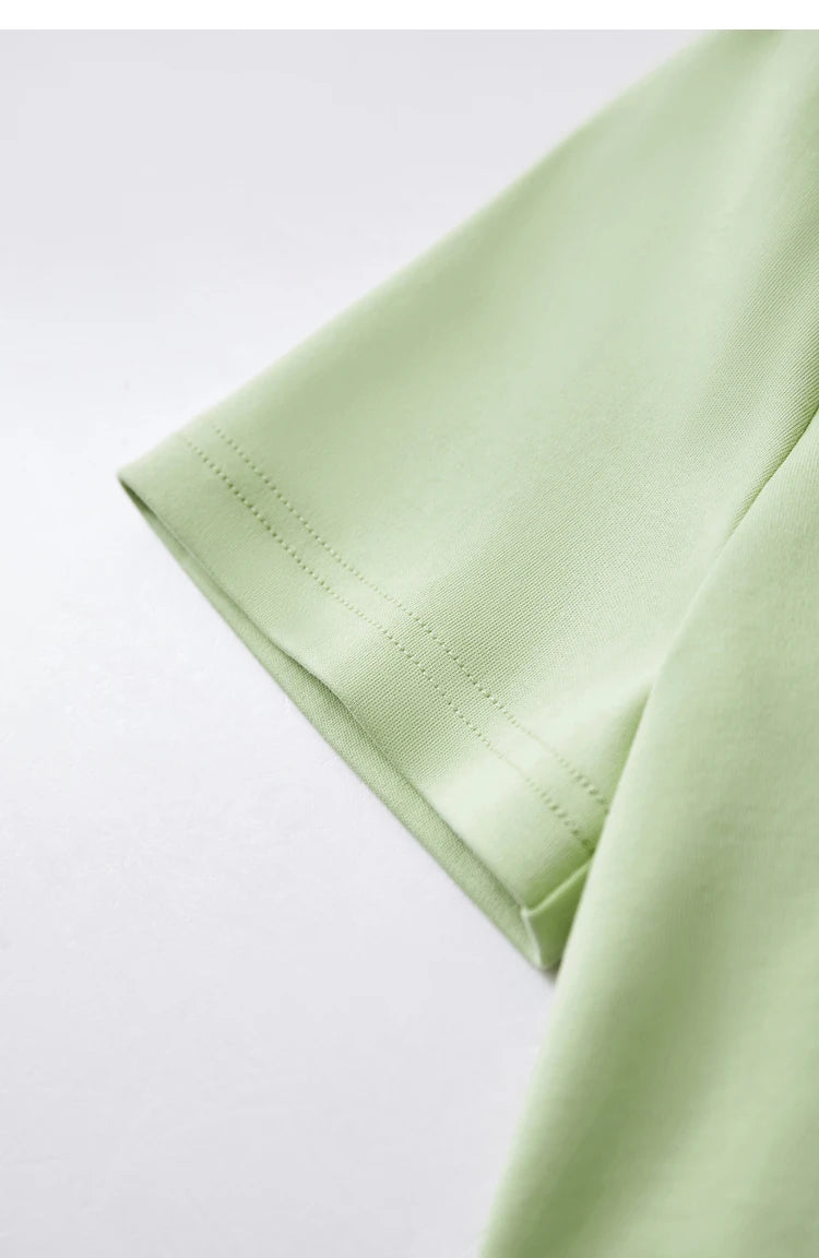 AMII Minimalism 100% Cotton Hollow Out Solid Short Sleeves Tees 2025 Spring New V Neck Top Women Casual Female T Shirt 12342289