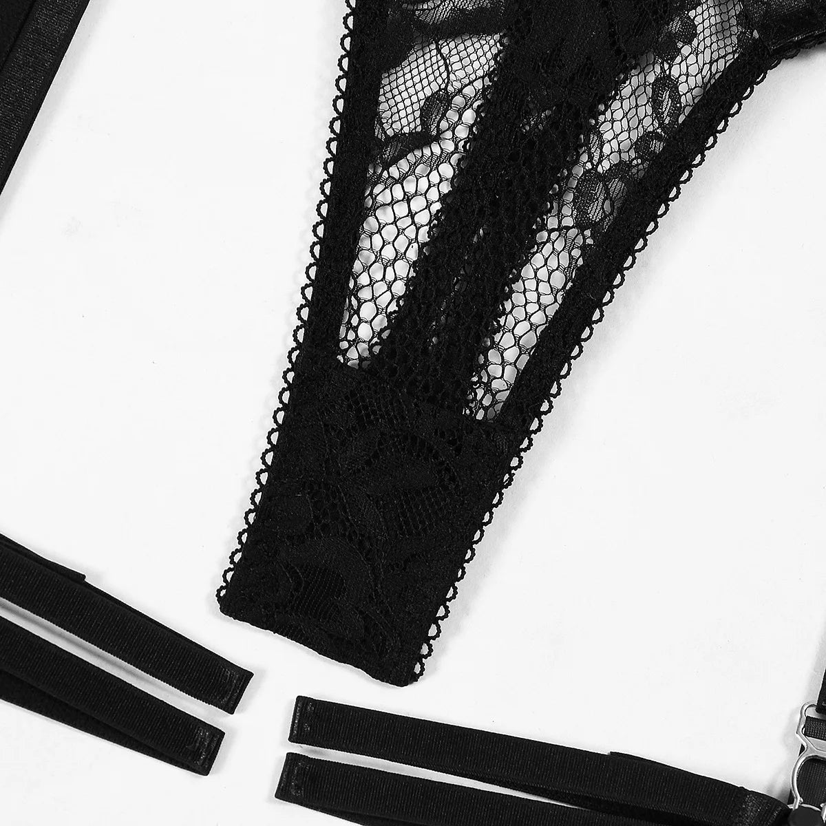 New lace pick-up body sculpting sex set perspective neck sexy underwear four-piece set lace bodysuit body suit sexy lingerie