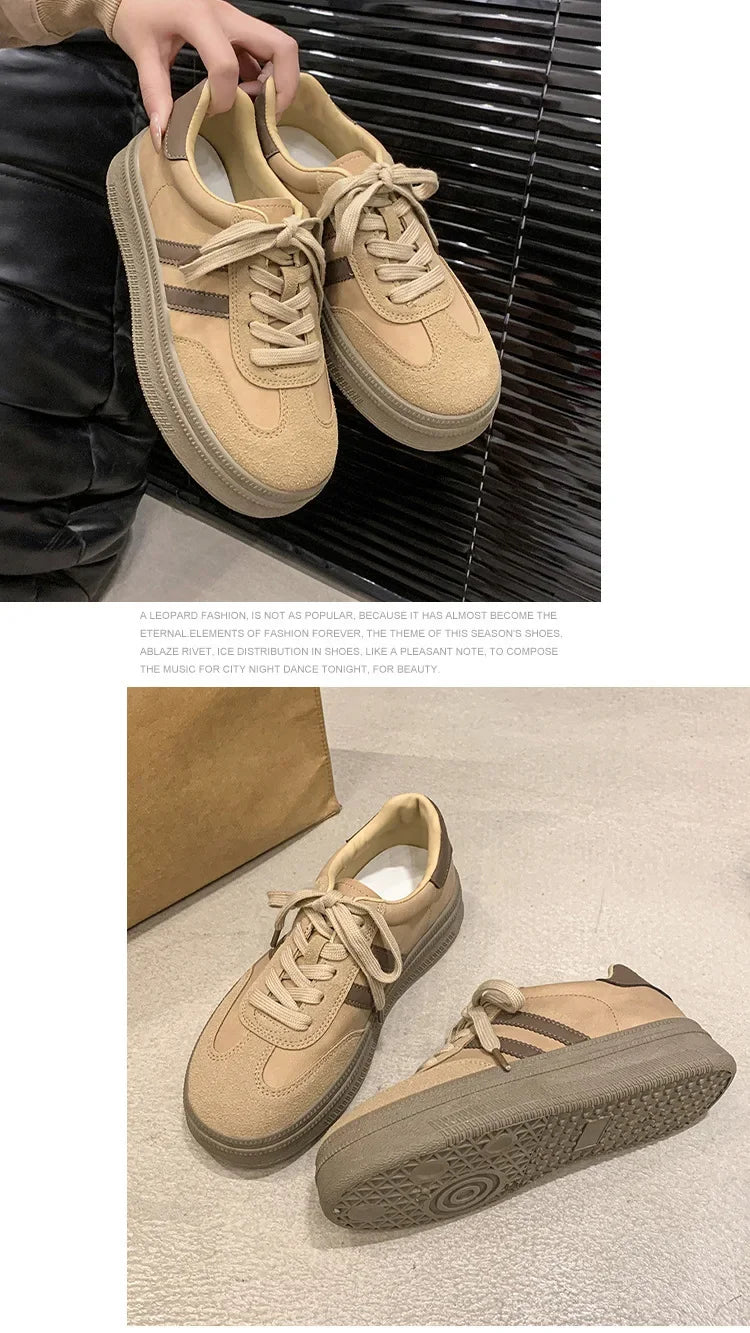 Women's Casual Sports Shoes Spring New Style Versatile Lightweight Lace-Up Mesh Thick Bottom Foot-Extending Dad Sneakers