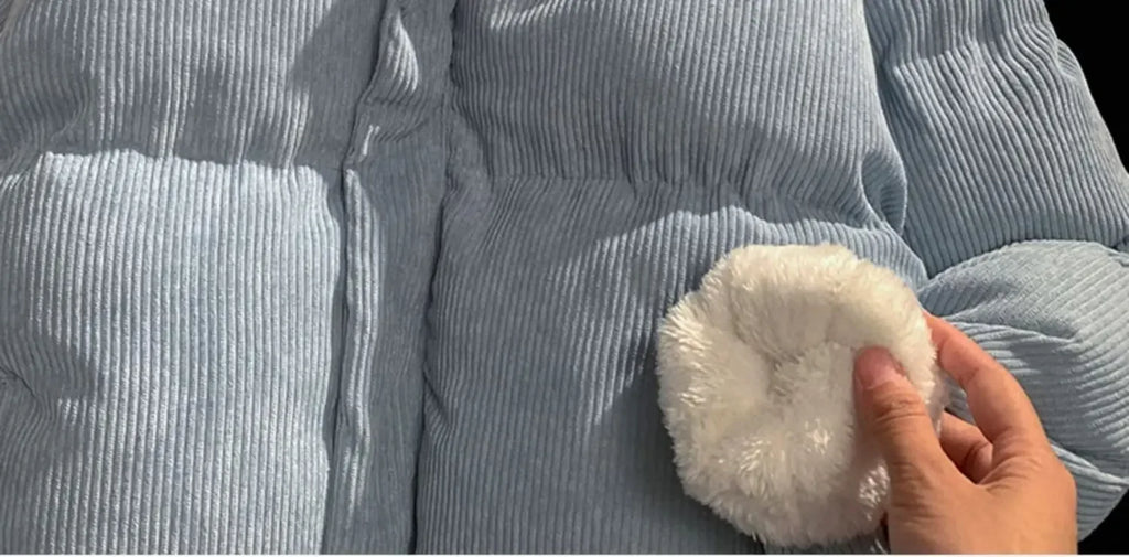 Fog Blue Cotton-padded Coat Men's Winter Thickened Hong Kong Style Corduroy Cotton Jacket Design Sensibility Niche 2023 Workwear