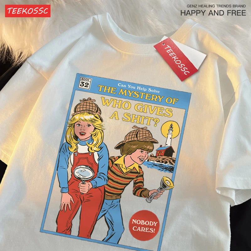 Can You Help Solve The Mystery Of Who Gives A Shit T Shirts Male Cotton Tee Clothes Hip Hop Oversized T Shirts Casual Loose Tops