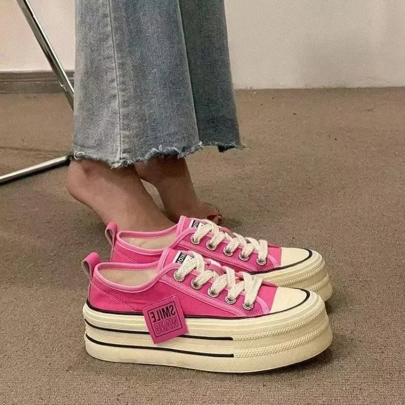 Canvas Shoes Women Spring Summer Casual Walking Platforms Vulcanized Shoes Ladies Fashion Chunky Sneakers Zapatos Para Mujer