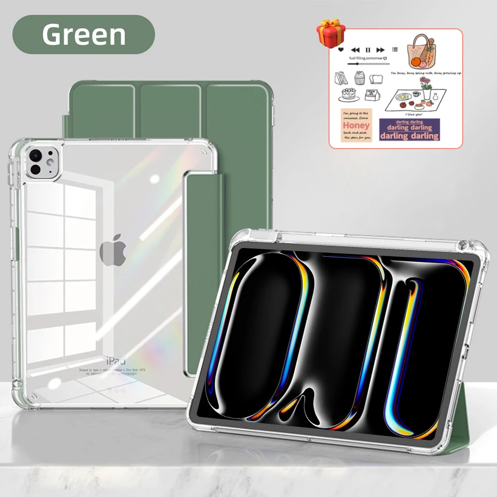 Transparency Case for 2024 iPad Pro 13in 11in M4 Air 11-inch 13-inch M2 iPad 10th Gen 10.9 Air 4/5 iPad 7/8/9th 10.2 5/6th 9.7in