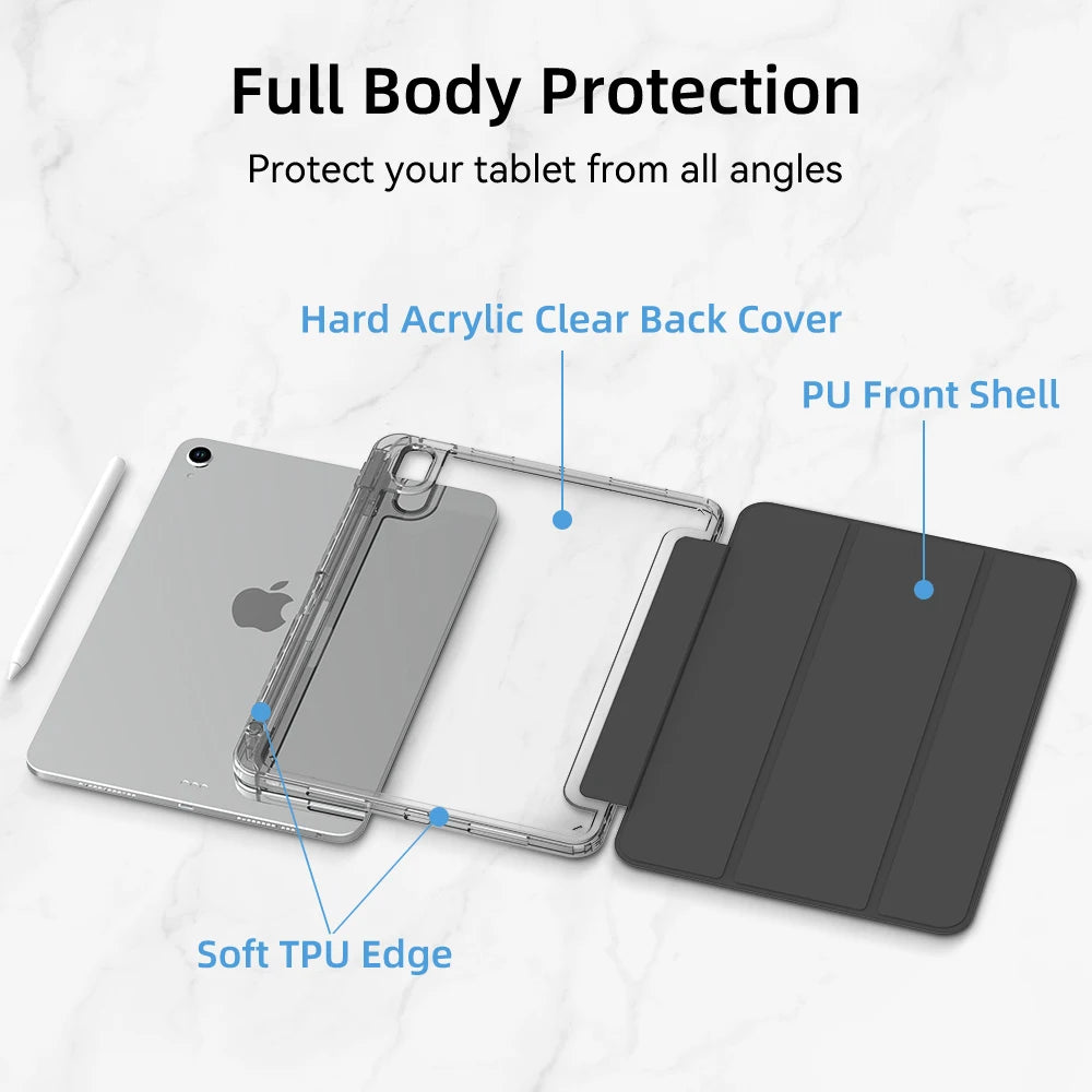 Transparency Case for 2024 iPad Pro 13in 11in M4 Air 11-inch 13-inch M2 iPad 10th Gen 10.9 Air 4/5 iPad 7/8/9th 10.2 5/6th 9.7in