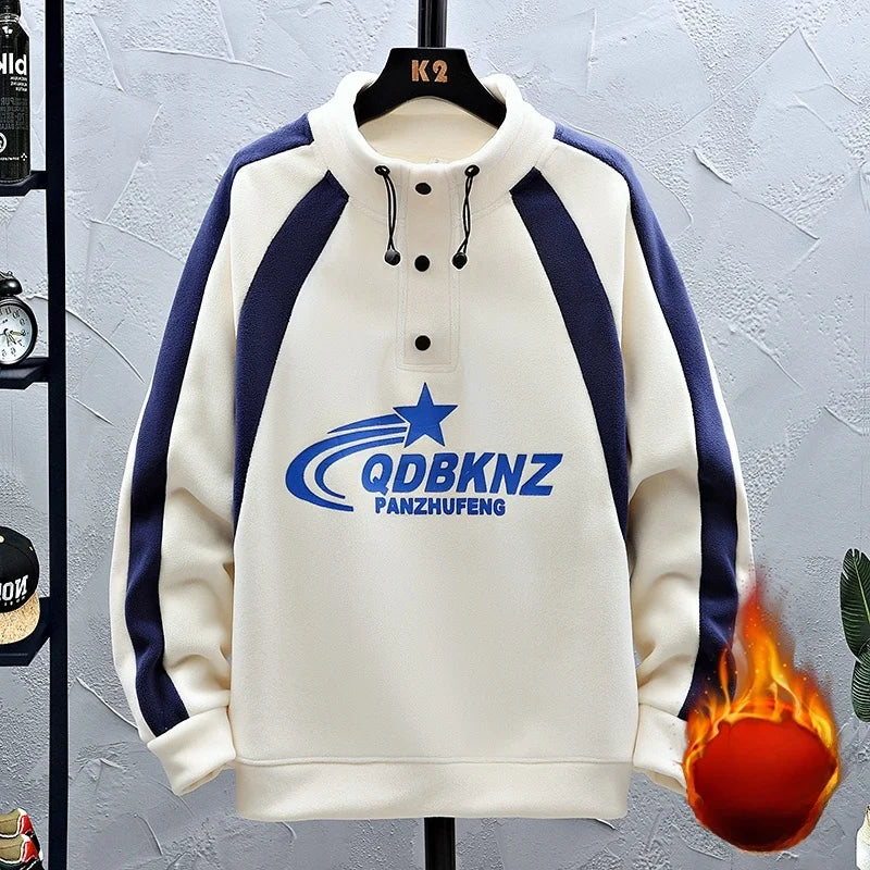 Thiened Fce Hoodie Sweatirt f High Collar Youth Winter Base Layer irt for 3-5 Years Old Boys Casual Print Polye...