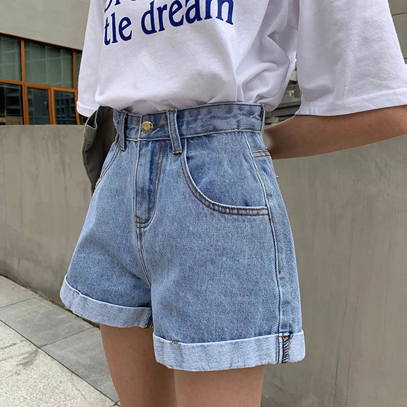 Slimming High Waist A-Line Denim orts Women's Bla Autumn Winter Korean Sle Summer Trendy Hot Pants Casual Outerwear