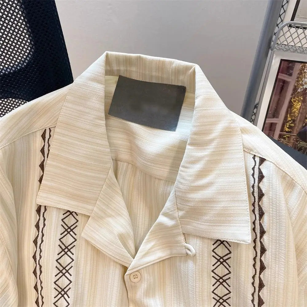 Summer High Street Men and Women Trendy Personalized Collar Shirt Couple Loose Hip Hop Harajuku Casual Short Sleeve Top y2k