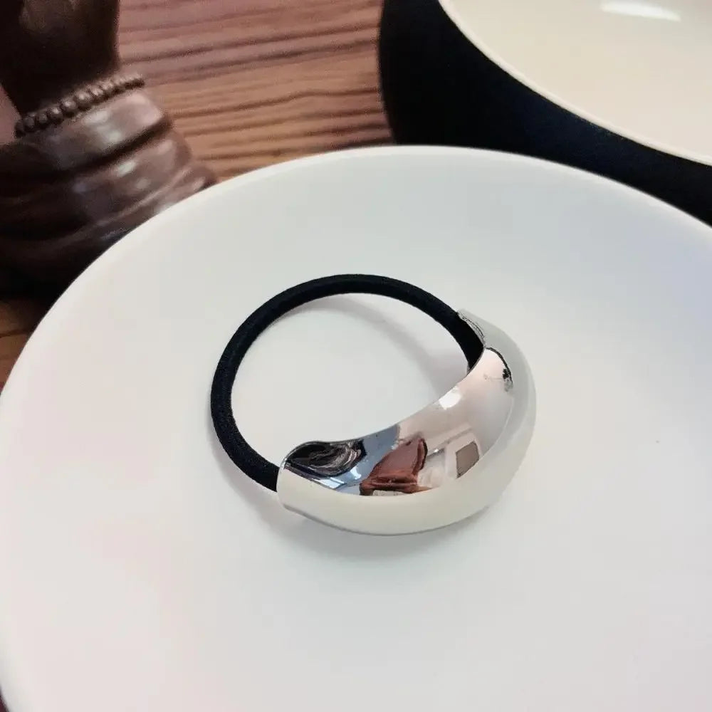 Fashion Punk Hair Bands Metal Irregular Double-Layer Elastic Hair Scrunchies Hair Rope Women  Ponytail Holder Hair Accessories