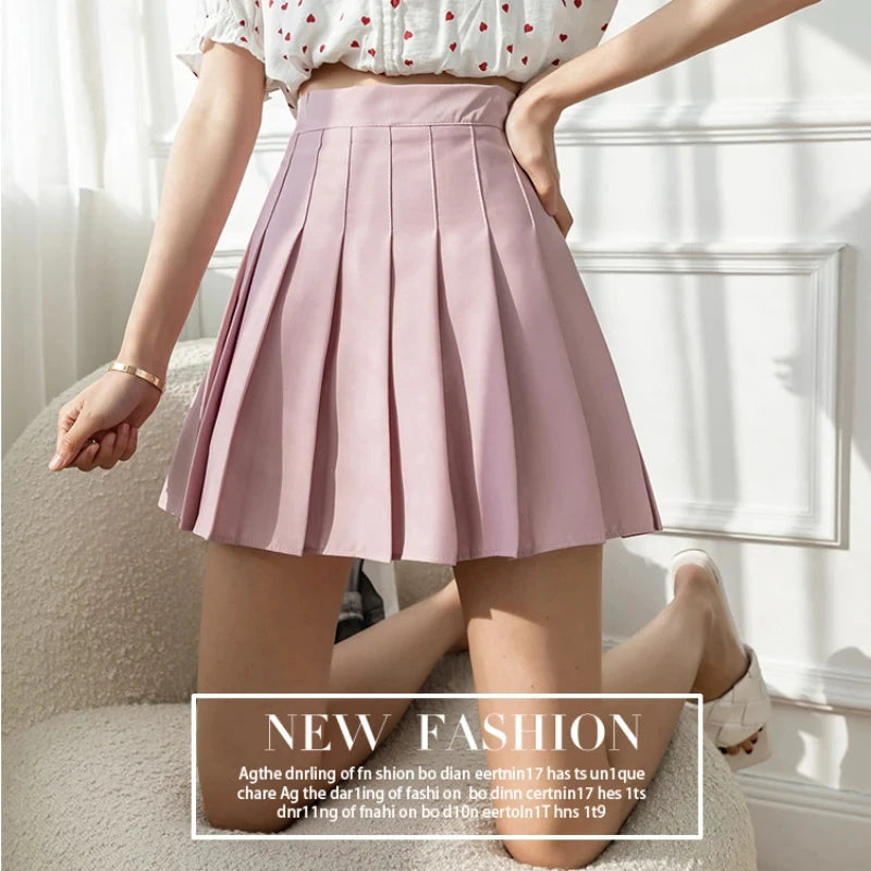 White Women Pleated Skirts Summer High Waist Zipper Girls Dancing JK Mini Skirts Black Fashion Student A Line Faldas 2024