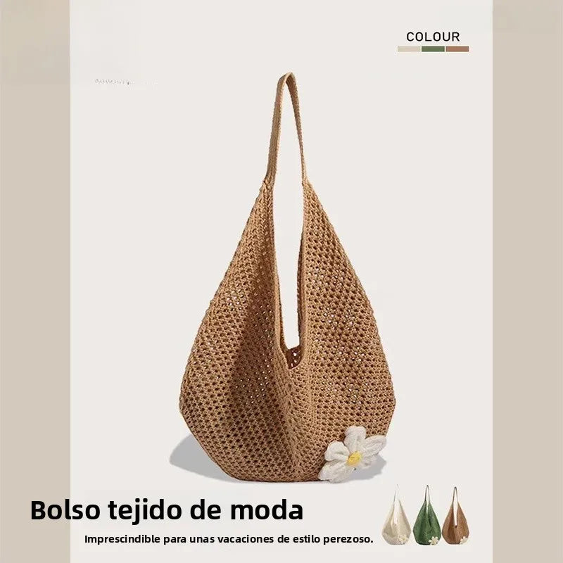 Zar Fendan 2025 Summer New Lazy Weaving Large Capaci Beach Bag Women's Tote Bag Versatile ular Artistic Sle Canvas Bag