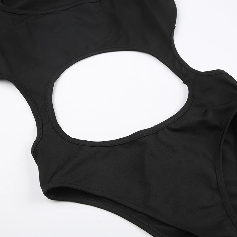 Rockmore Hollow Out Bodysuit Rave Clubwear Lingerie Enchanting Sexy Body Overalls Tops Women Streetwear Backless Jumpsuit Black
